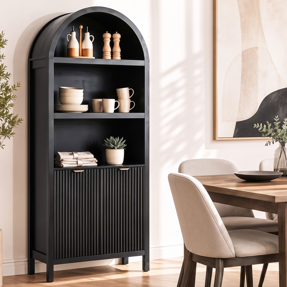 180cm Arched Buffet Sideboard Black – Desk HQ
